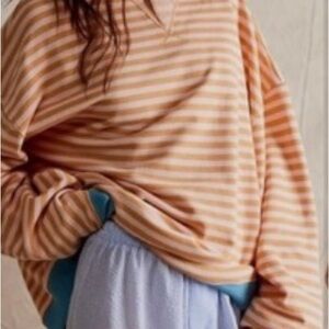 We The Free Classic oversized crew Cream and orange sweatshirt